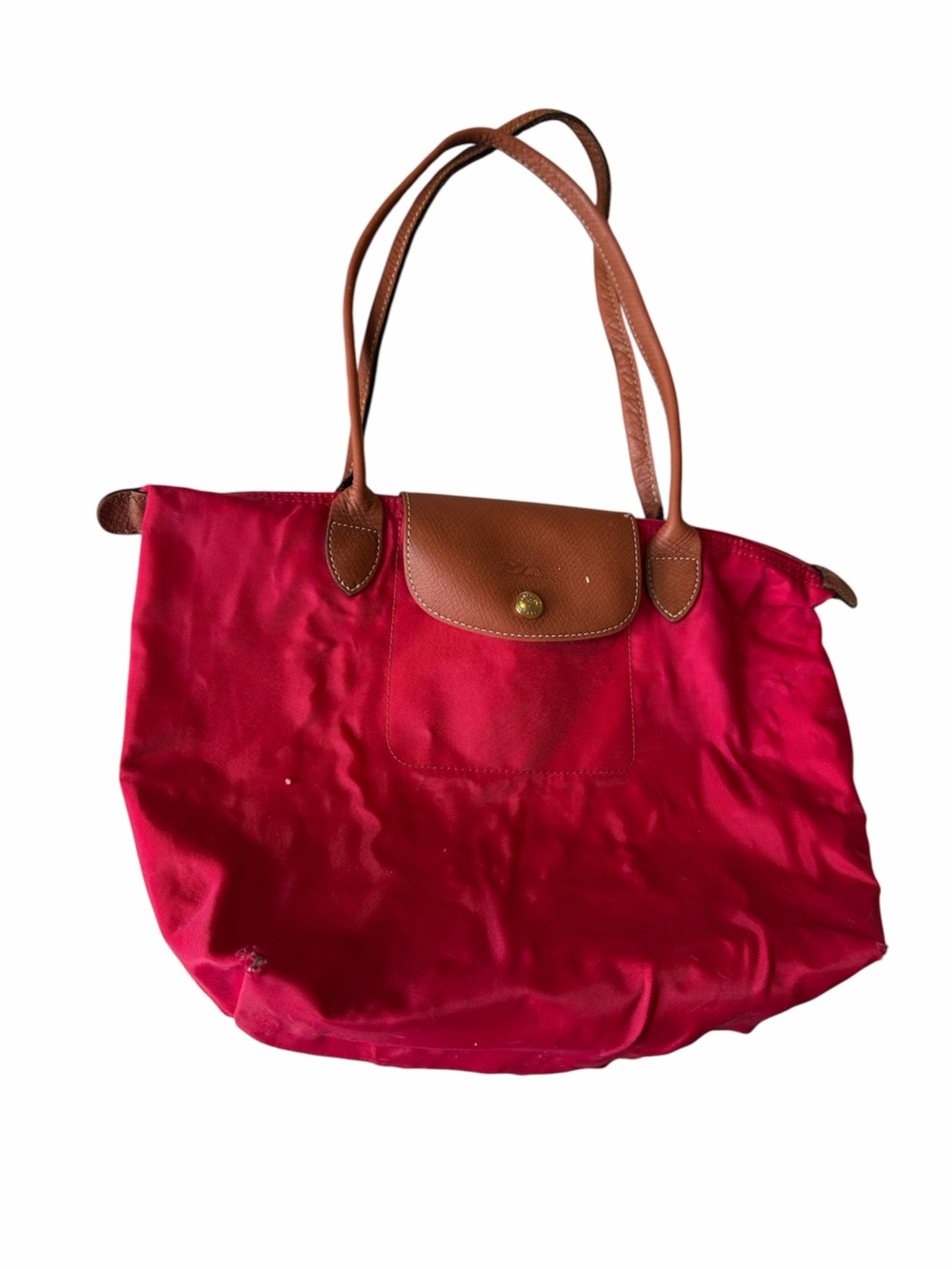 LONGCHAMP Red Small LEATHER LE PLIAGE SATCHEL BAG